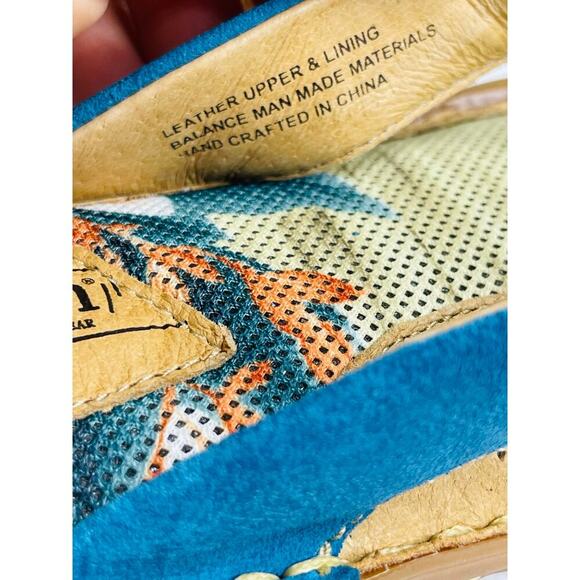 Born women’s palm tree thong flip flop sandals suede blue size 8 - Picture 9 of 9